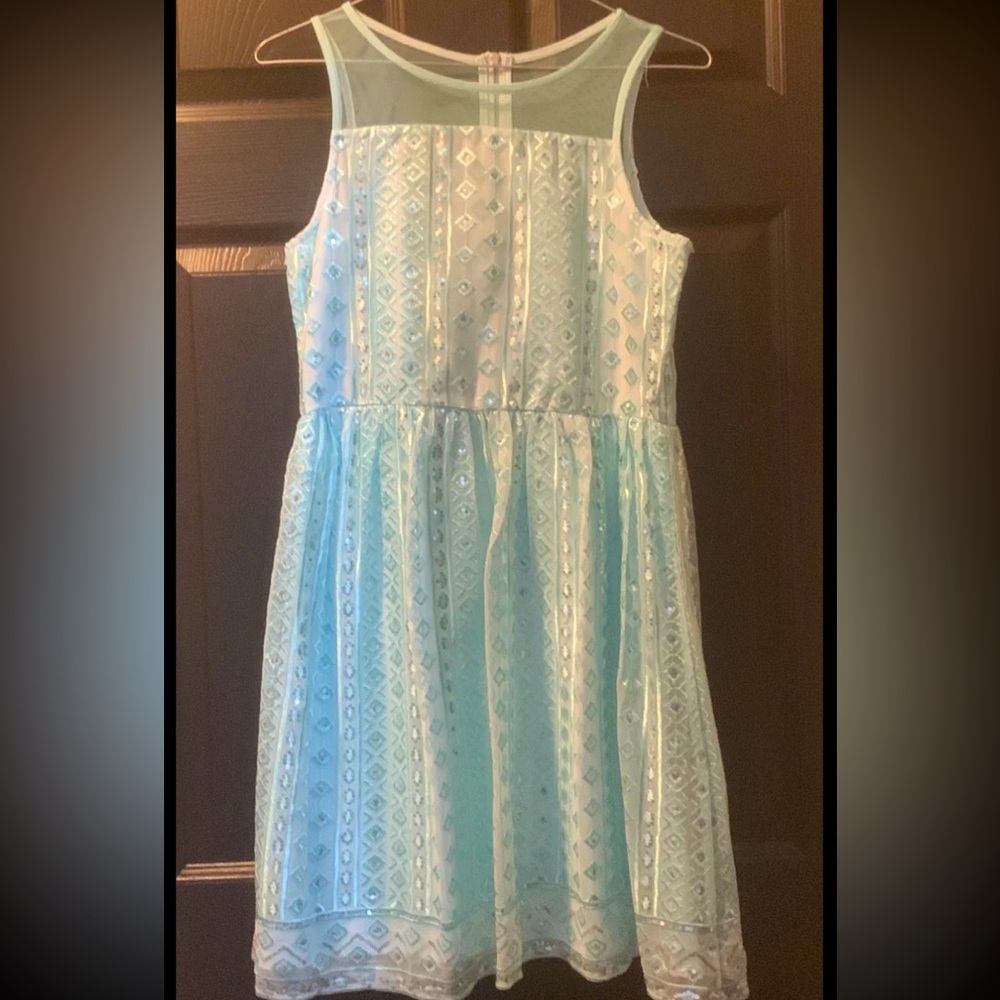 Blue and silver sequence dress